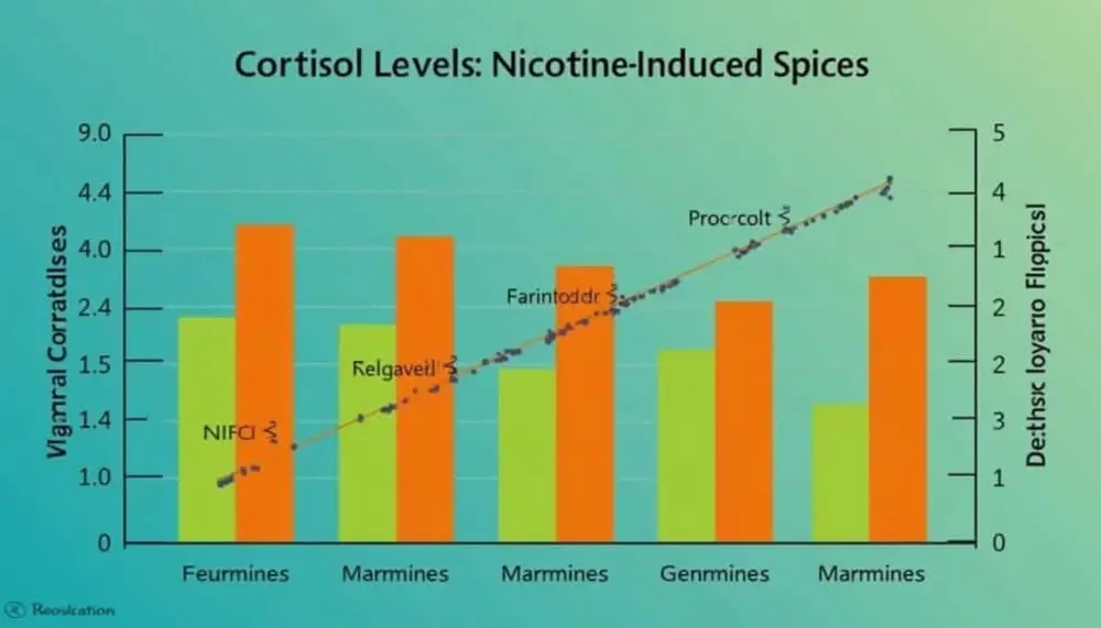 Bar graph showing how nicotine spikes cortisol levels, increasing stress over time.