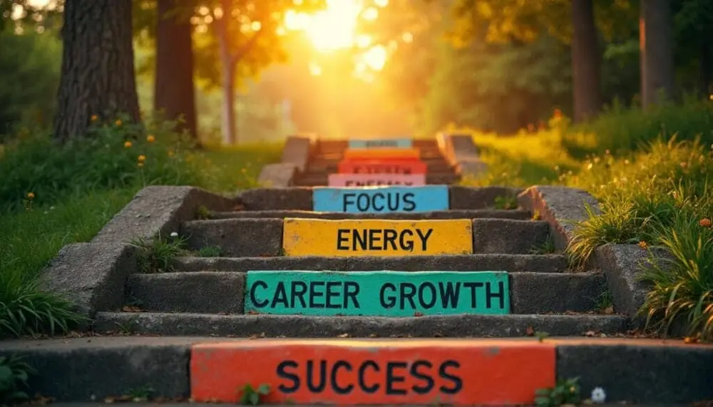 A staircase representing how quitting smoking boosts career potential.