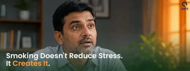 Indian man with expression of realisation — representing the moment of understanding the stress cigarette myth