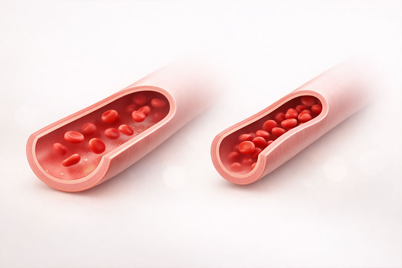 What happens to blood vessels under nicotine&rsquo;s influenc